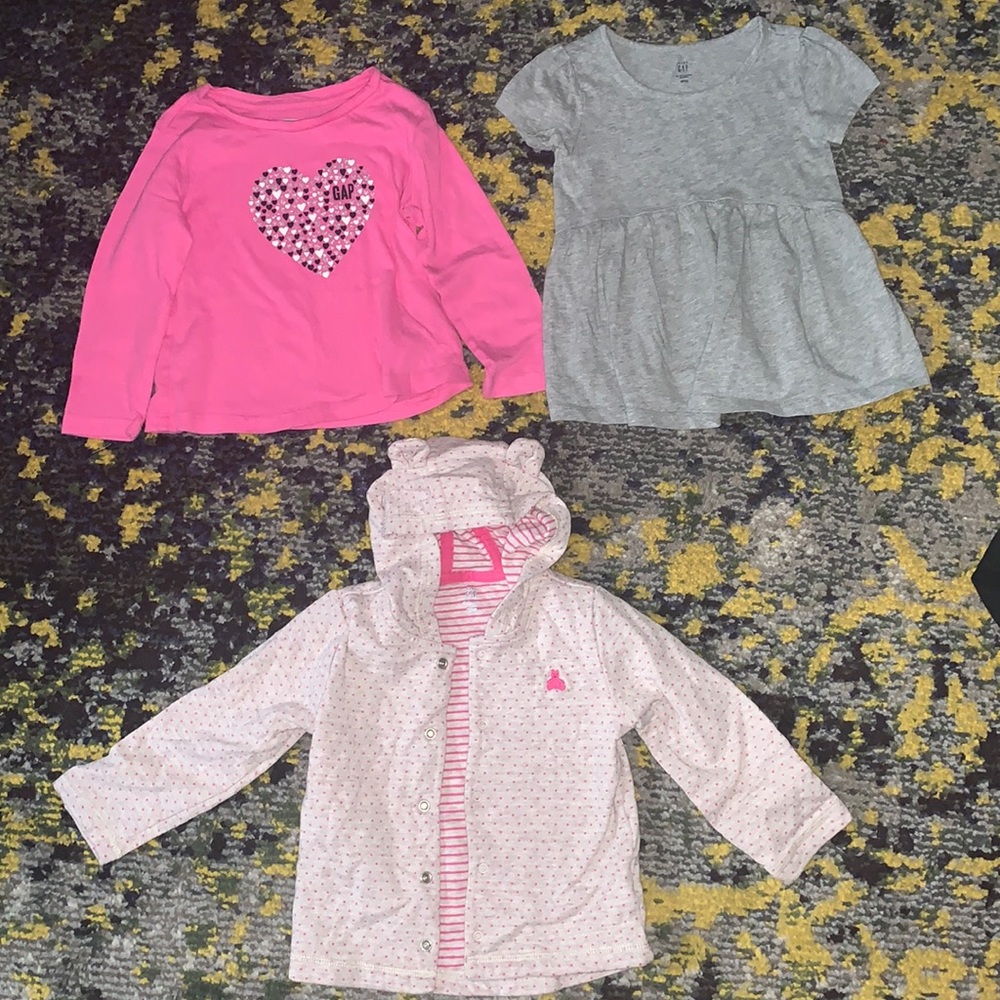 Gap Baby Lot ear snap hoodie and two shirts